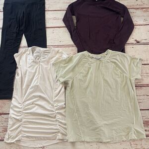 Athleta Womens Multicolor Athletic Lot of 4 Tops &‎ Leggings Activewear